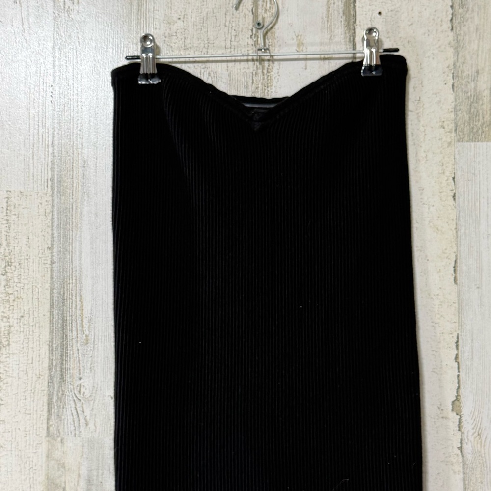 Guess Slimming Black Ribbed Mini Dress Strapless - Picture 2 of 10